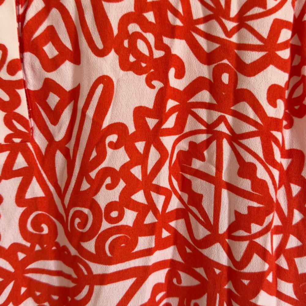 NWT Anthropologie Mare Mare Lynda Tiered Maxi Dress Red Orange Geometric Print L - Picture 7 of 14